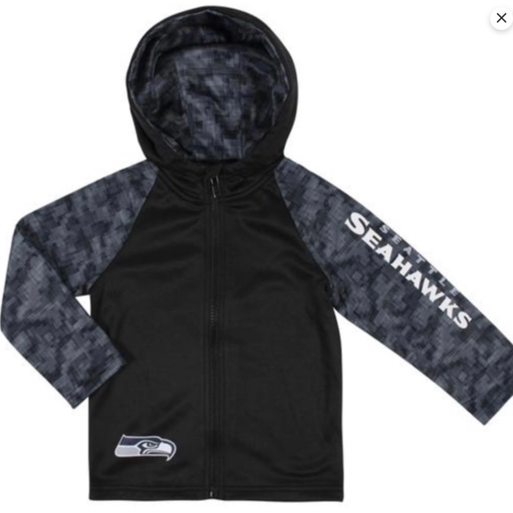 Seattle Seahawks NFL hooded zip up jacket size 18M Seattle Seahawks on sleeve